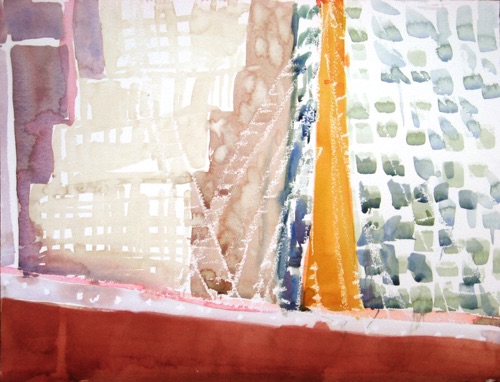 South Street Seaport Ladders & Windows; 
Watercolor and Oil Pastel, 2013; 
11.5 x 15 in.